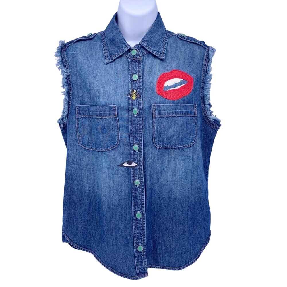 Sandrine Rose Denim “Love Me” Vest Size XS